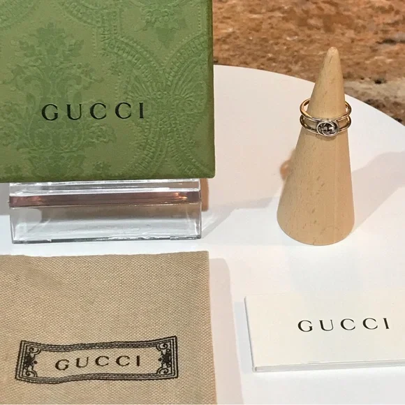 GUCCI Interlocking GG Silver Ag925 Ring- Size US4 ❤️